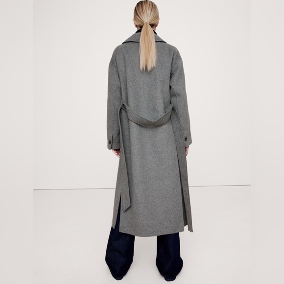 NWT Banana Republic Black Double Faced Wrap Coat Size Small Petite. - Picture 3 of 12